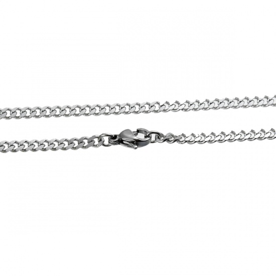 Picture of 304 Stainless Steel Jewelry Chain Necklace Silver Tone Link Curb Chain 61.5cm(24 2/8") long, Chain Size: 4x2.7mm(1/8"x1/8"), 1 Piece
