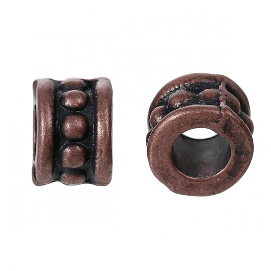 Picture of Zinc Based Alloy Beads Cylinder Antique Copper About 6mm x 4mm, Hole: Approx 3.2mm, 100 PCs