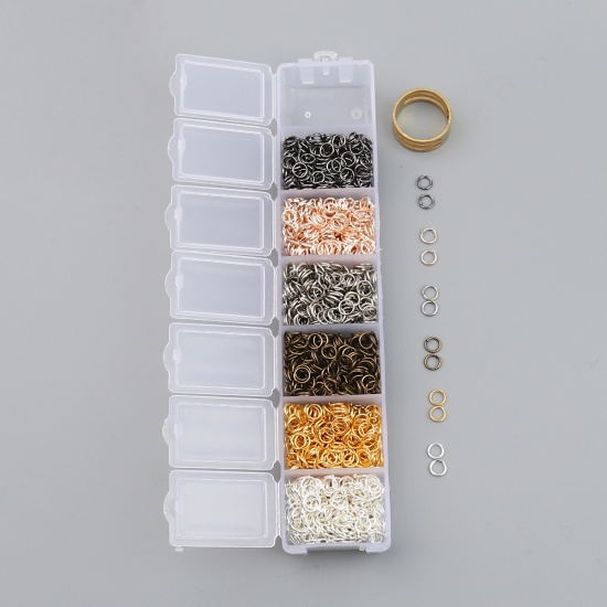 Picture of Plastic & Iron Based Alloy Opened Jump Rings Transparent Storage Containers Fixed Mixed With US Size 6.25 Ring 5mm Dia, 15.8cm x 3.4cm, 1 Set