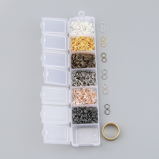 Picture of Plastic & Iron Based Alloy Opened Jump Rings Transparent Storage Containers Fixed Mixed With US Size 6.25 Ring, 15.8cm x 3.4cm, 1 Set