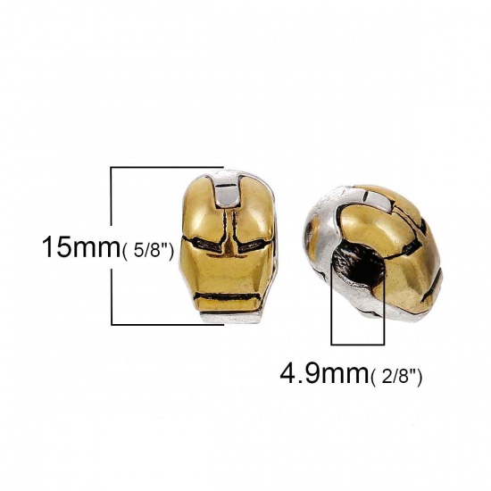 Immagine di Lega di Zinco Stile Europeo Fascino Perline Robot Argento Antico 3D Circa 15mm x 9mm, Foro: Circa 4.9mm, 5 Pz