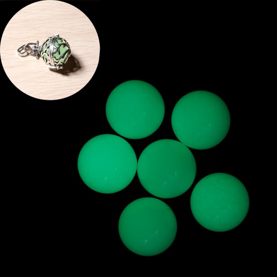 Bild von Stein Perlen Leuchten im Dunkel mit Grün Licht Rund ca. 16mm D., 2 Stücke