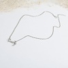 Image de Colliers Pendentif Gravé Mots " LOVE" Perles Imitation Acrylique Blanc Chaîne Maille Forçat Argent Mat 50.5cm long, 1 Pièce