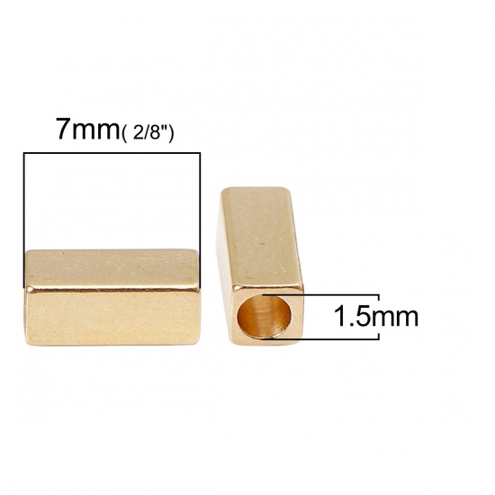 Immagine di Ottone Separatori Perline Rettangolo Colore di Ottone Circa 7mm x 3mm, Foro:Circa 1.5mm, 100 Pz