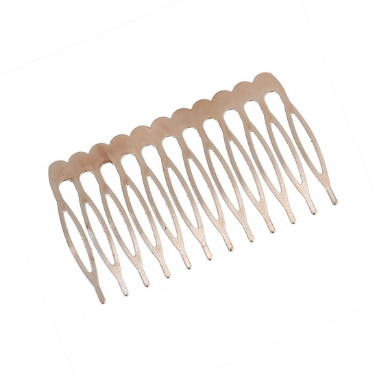 Picture of Iron Based Alloy Hair Clips Comb Shape Rose Gold 64mm x 39mm, 10 PCs