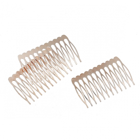 Picture of Iron Based Alloy Hair Clips Comb Shape Rose Gold 64mm x 39mm, 10 PCs