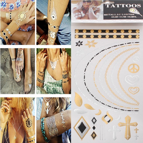 Immagine di Autoadesivo Tatuaggio Temporaneo Multicolore Misto Forma 20.5cm x 10.5cm, 1 Foglio