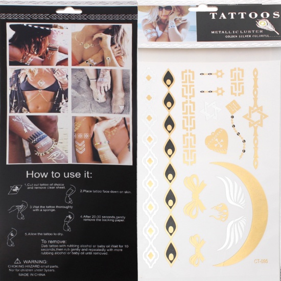 Immagine di Autoadesivo Tatuaggio Temporaneo Multicolore Misto Forma 19.5cm x 14.2cm, 1 Foglio