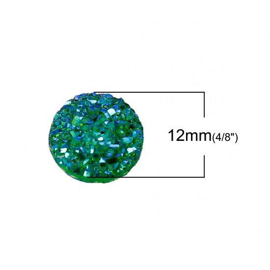 Bild von Druzy Harz Dom Cabochon Verzierung Rund Grün AB Farbe 12mm D. 20 Stücke