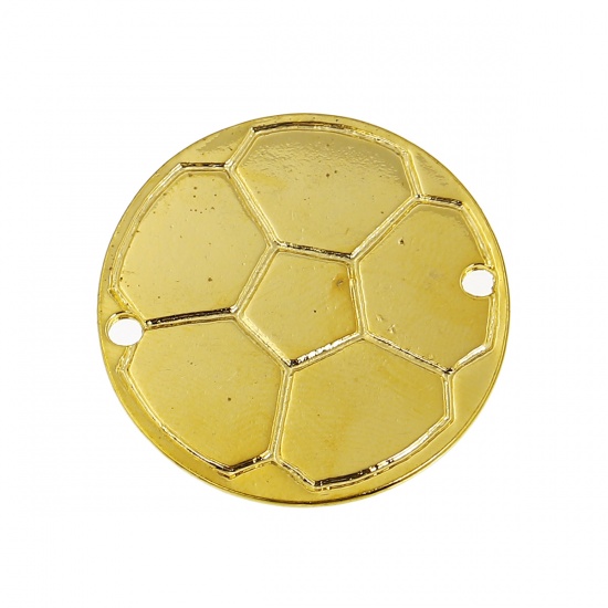 Picture of Zinc Based Alloy Football Connectors Findings Round Gold Plated 3.1cm Dia, 5 PCs