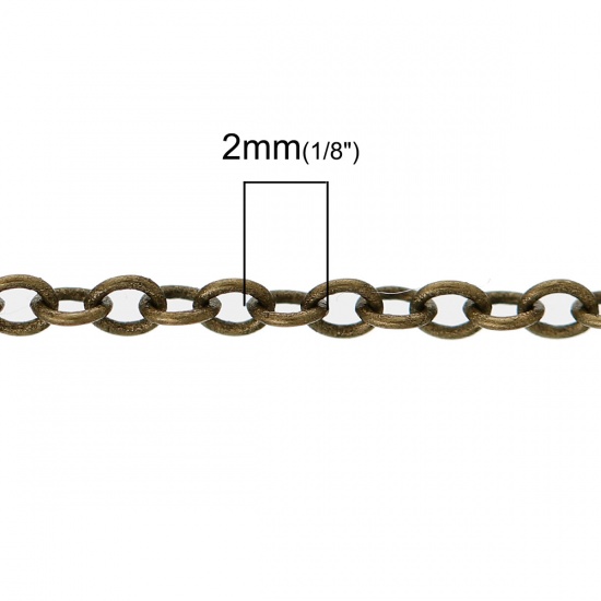 Picture of Brass Link Cable Chain Findings Antique Bronze 2x1.5mm, 5 M                                                                                                                                                                                                   