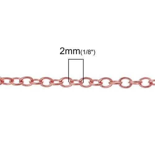 Picture of Brass Link Cable Chain Findings Rose Gold 2x1.5mm, 5 M                                                                                                                                                                                                        