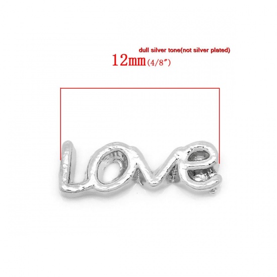 Immagine di Lega di Zinco Flottante Charms " Love " Tono Argento 12mm x 4mm, 5 Pz