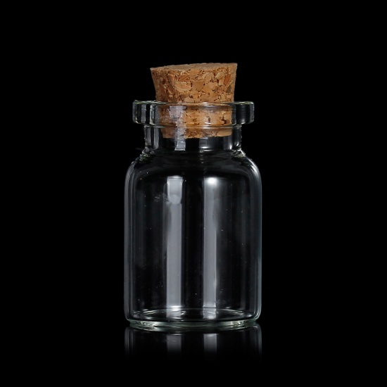 Bild von Glas Flasche Zylinder mit Kork Transparent (Kapazität: 7.4ml) 35x22mm 13x11mm, 10 Stücke