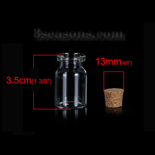 Bild von Glas Flasche Zylinder mit Kork Transparent (Kapazität: 7.4ml) 35x22mm 13x11mm, 10 Stücke