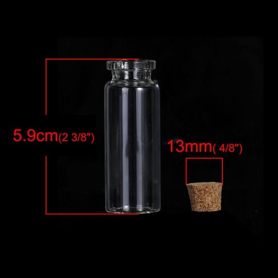 Bild von Glas Flasche Zylinder mit Kork Transparent (Kapazität: 15ml) 59mm x 22mm 13x11mm, 5 Stücke