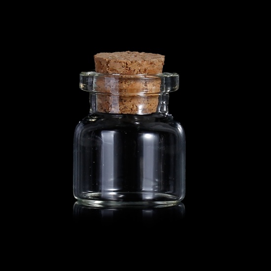 Picture of Glass Bottles Cylinder Jewelry Vials Cork Stoppers Transparent (Capacity: 5ml) 25mm x 22mm 13mm x 10mm, 10 PCs