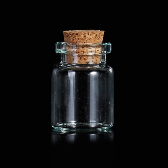 Picture of Glass Bottles Cylinder Jewelry Vials Cork Stoppers Transparent (Capacity: 5.8ml) 30mm x 22mm 13mm x 10mm, 10 PCs