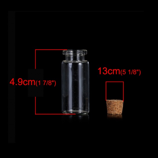 Bild von Glas Flasche Zylinder mit Kork Transparent (Kapazität: 11.6ml) 49mm x 22mm 13mm x 11mm,5 Stücke