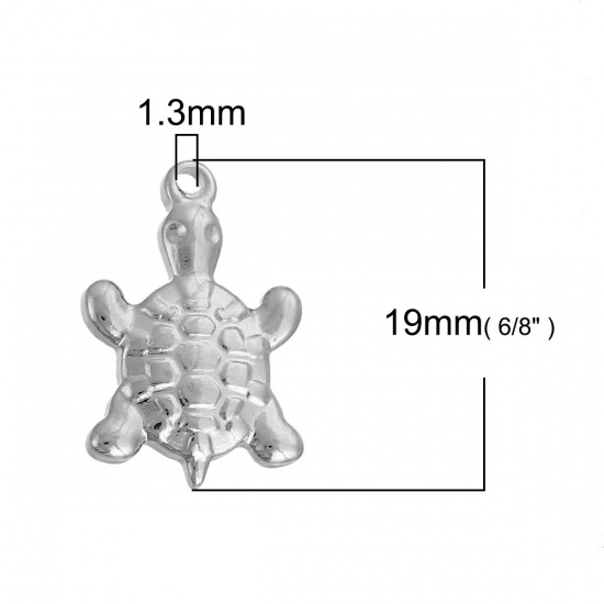 Picture of Ocean Jewelry 304 Stainless Steel Charms Pendants Tortoise Silver Tone 19mm( 6/8") x 13mm( 4/8"), 3 PCs