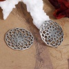 Picture of Zinc Based Alloy Flower Of Life Embellishments Findings Round Antique Silver Carved Hollow 29mm(1 1/8") x 29mm(1 1/8"), 10 PCs