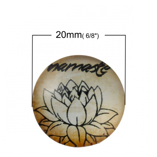 Immagine di Vetro Cupola Dome Seals Cabochon Tondo Flatback A Random Yoga Disegno Trasparente 25mm Dia, 10 Pz