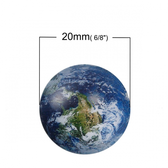Image de Cabochon Dôme en Verre Rond Univers Planète Couleur au Hasard Transparent 20mm Dia, 10 Pcs