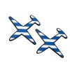 アクリル ブローチ 白 青 飛行機 71mm x 66mm、 1 個 の画像