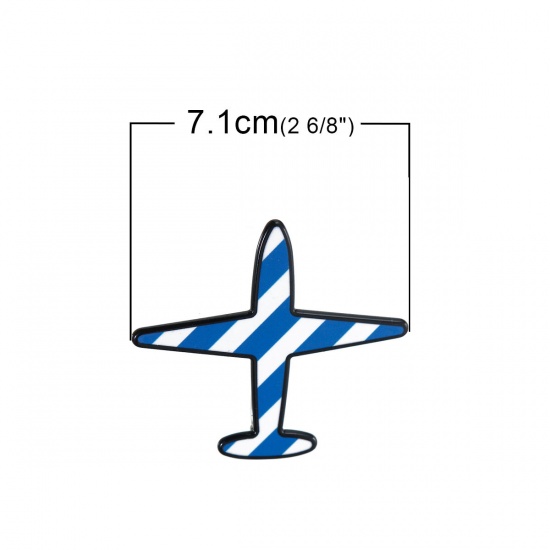 Image de Broche Epingle à Nourrice en Acrylique Avion Blanc & Bleu 71mm x 66mm, 1 Pièce