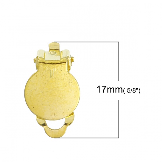 Immagine di Lega di Ferro Orecchino Accessori Tondo Oro Placcato 17mm x 10mm, 30 Pz