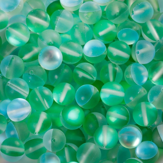 Picture of Glass Imitation Glitter Polaris Beads Round Green Frosted About 10mm Dia, Hole: Approx 1.1mm, 10 PCs