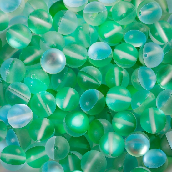 Immagine di Vetro Sciolto Imitazione Perle Polaris Glitter Tondo Verde Smerigliato Circa 8mm Dia, Foro: Circa 1.1mm, 10 Pz