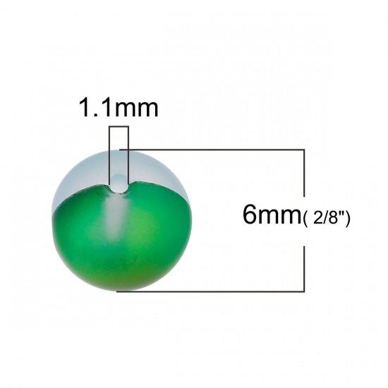 Immagine di Vetro Sciolto Imitazione Perle Polaris Glitter Tondo Verde Smerigliato Circa 6mm Dia, Foro: Circa 1.1mm, 10 Pz