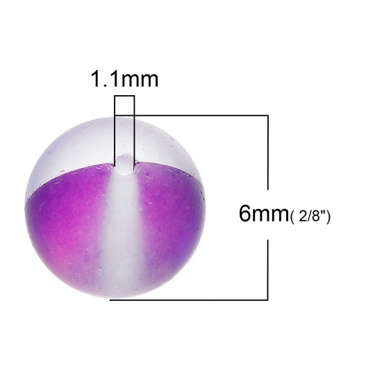 Immagine di Vetro Sciolto Imitazione Perle Polaris Glitter Tondo Colore Viola Smerigliato Circa 6mm Dia, Foro: Circa 1.1mm, 10 Pz