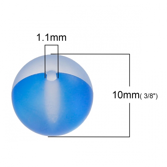 ガラス 模造ポラリスビーズ 円形 紺碧 つや消し仕様 約 10mm直径、 穴：約 1.1mm 10 個 の画像
