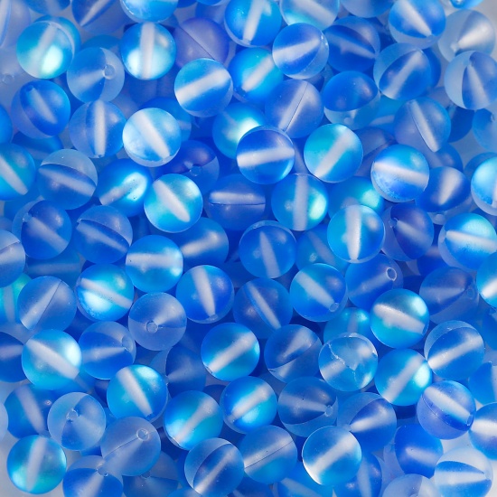 Image de Perle Polaris Imatation en Verre Rond Bleu Foncé Givré 6mm Dia, Taille de Trou: 1.1mm, 10 Pcs
