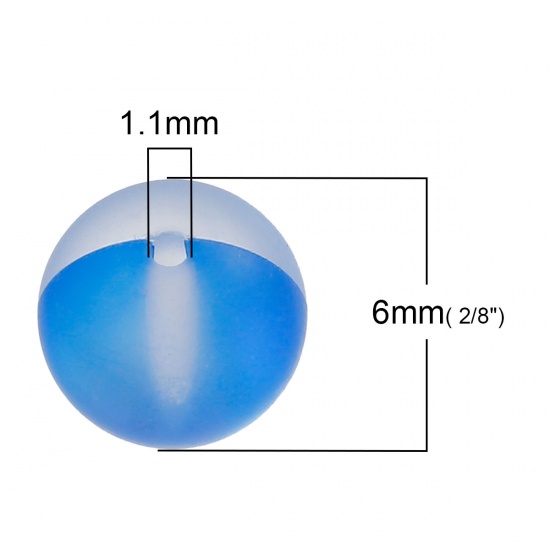 Immagine di Vetro Sciolto Imitazione Perle Polaris Glitter Tondo Blu Scuro Smerigliato Circa 6mm Dia, Foro: Circa 1.1mm, 10 Pz