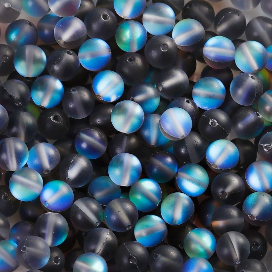 Picture of Glass Imitation Glitter Polaris Beads Round Gray Frosted About 6mm Dia, Hole: Approx 1.1mm, 10 PCs