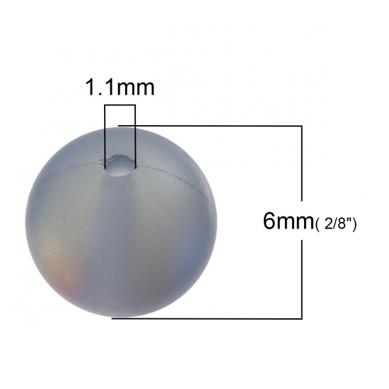 Immagine di Vetro Sciolto Imitazione Perle Polaris Glitter Tondo Grigio Smerigliato Circa 6mm Dia, Foro: Circa 1.1mm, 10 Pz