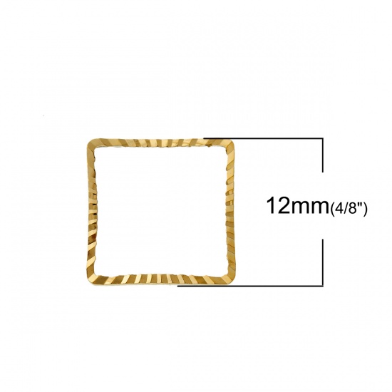 Image de 50 Pcs Connecteurs Pendentifs de Cadre de Lunette Géométrique en Laiton Doré Carré 12mm x 12mm