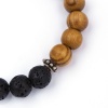 Bild von Heilende Lava Stein Holz Perlen Armband Antiksilber Schwarz & Brown Zahnrad Elastisch 24.5cm lang, 1 Streif