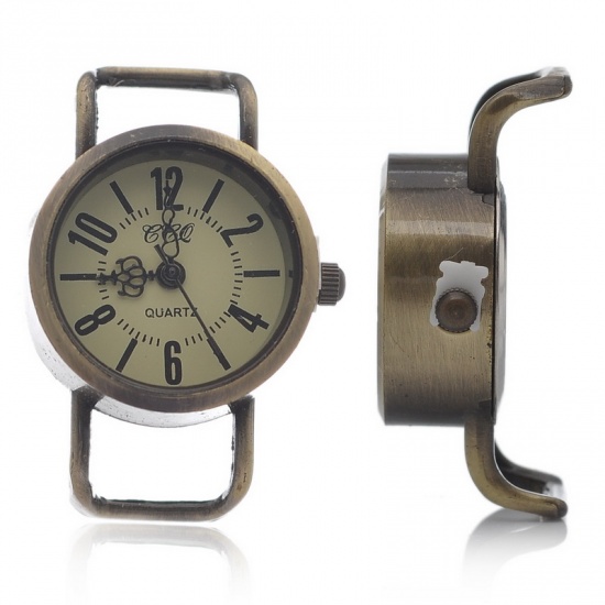 Picture of Zinc Based Alloy Watch Face Round Antique Bronze Battery Included 37mm x 26mm(1 4/8" x1"), 1 Piece