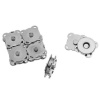 Picture of Magnetic Hematite Magnetic Snap Clasps For Purse Handbag Flower Silver Tone 15mm x 15mm, 10 PCs