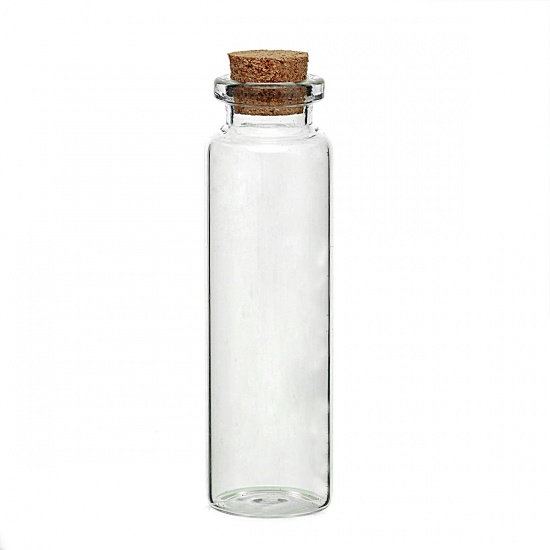 Picture of Glass Bottles Cylinder Jewelry Vials Cork Stoppers Transparent (Capacity: 19.2ml) 7.9cm x 2.2cm, 5 PCs