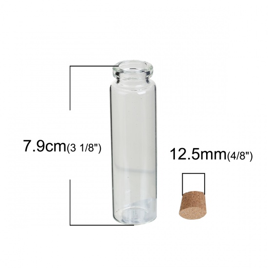 Bild von Glasflaschen mit Korken Zylinder Transparent (Kapazität: 19.2ml) 7.9cm x 2.2cm 5 Stück