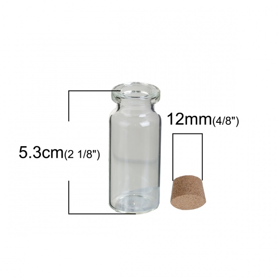 Bild von Glasflaschen mit Korken Zylinder Transparent (Kapazität: 12ml) 53mm x 22mm 5 Stück