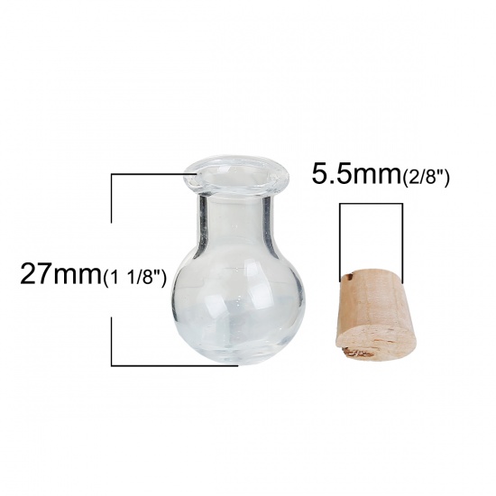 Bild von Glasflaschen mit Korken Glühbirne Transparent (Kapazität: 0.8ml) 27mm x 14mm 5 Stück