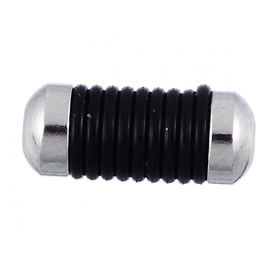Image de Perles en 304 Acier Inoxydable Forme Colonne Argent Mat 14.5mm x 6mm, Tailles de Trous: 2.0mm, 2 Pcs