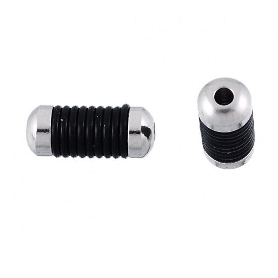Image de Perles en 304 Acier Inoxydable Forme Colonne Argent Mat 14.5mm x 6mm, Tailles de Trous: 2.0mm, 2 Pcs