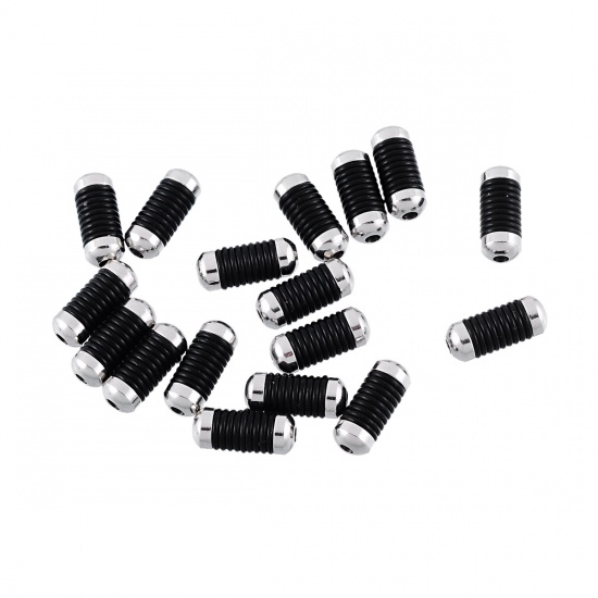 Image de Perles en 304 Acier Inoxydable Forme Colonne Argent Mat 14.5mm x 6mm, Tailles de Trous: 2.0mm, 2 Pcs